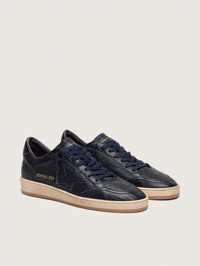 Ball Star für Herren aus marineblauem Leder mit ton-in-ton-Lederstern