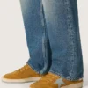 Ball Star für Herren aus ockerfarbenem Wildleder mit Lederstern und hellblauer Fersenlasche aus Wildleder