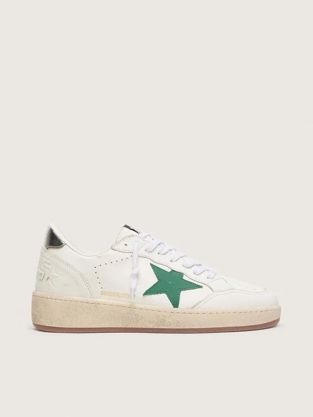 Ball Star für Damen mit grünem Lederstern und Fersenlasche aus Metallic-Leder