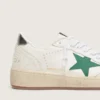 Ball Star für Damen mit grünem Lederstern und Fersenlasche aus Metallic-Leder