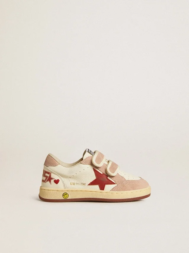 Ball Star Junior aus Nappa mit Nappa-Stern und rosa Wildleder-Fersenlasche