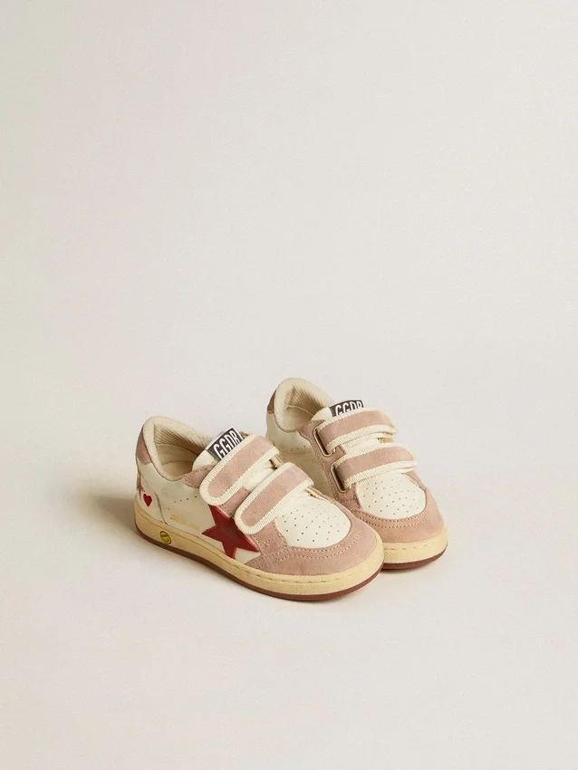 Ball Star Junior aus Nappa mit Nappa-Stern und rosa Wildleder-Fersenlasche