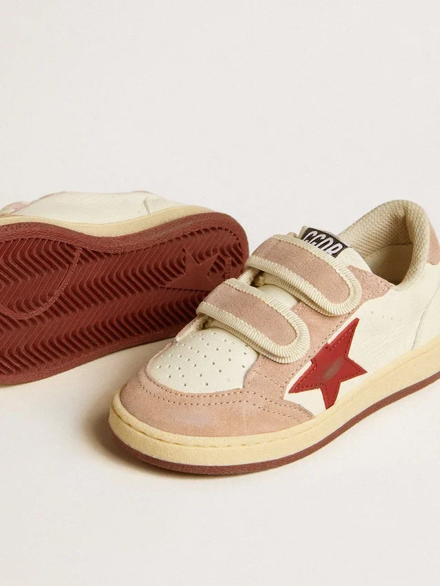 Ball Star Junior aus Nappa mit Nappa-Stern und rosa Wildleder-Fersenlasche