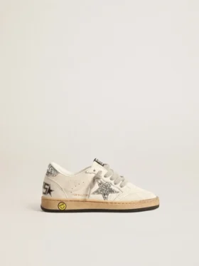 Ball Star Junior aus Nappa mit silbernem Glitzerstern und Fersenlasche