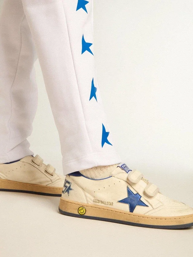 Ball Star Junior mit blauem Metallic-Lederstern und Fersenlasche