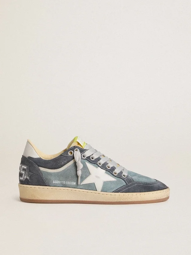 Ball Star LTD für Damen aus hellblauem Wildleder mit milchweissem Lederstern und Fersenlasche