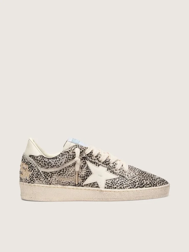 Ball Star LTD für Damen aus Leoparden-Ponyfell mit cremefarbenem Lederstern