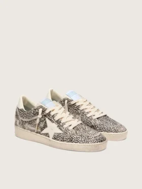 Ball Star LTD für Damen aus Leoparden-Ponyfell mit cremefarbenem Lederstern