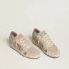 Ball Star LTD für Damen aus rosa und beigem Wildleder mit perlgrauer Fersenlasche aus Leder