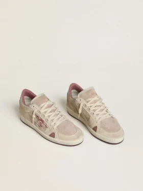 Ball Star LTD für Damen aus rosa und beigem Wildleder mit perlgrauer Fersenlasche aus Leder