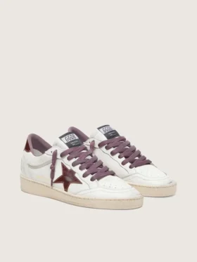 Ball Star LTD für Damen aus weissem Leder mit burgunderrotem Lederstern