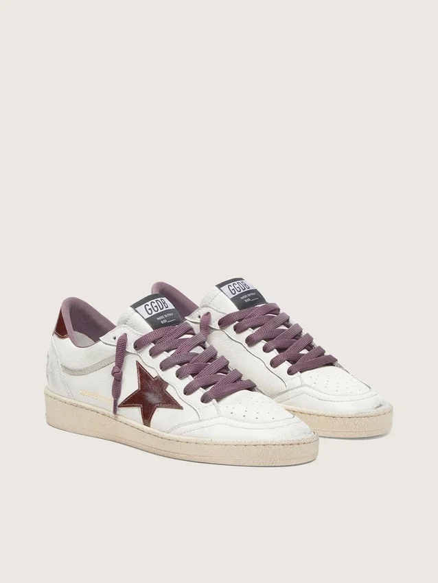 Ball Star LTD für Damen aus weissem Leder mit burgunderrotem Lederstern