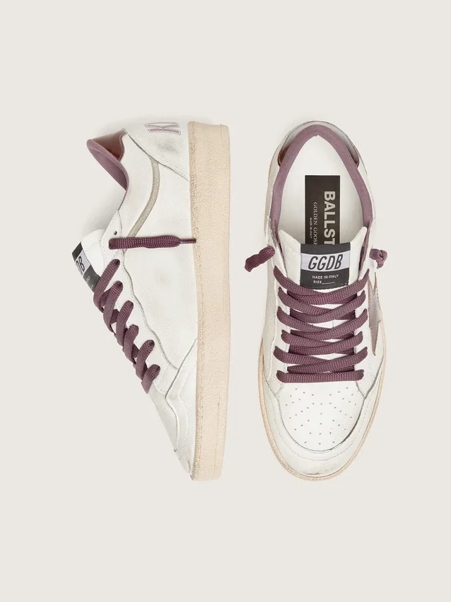 Ball Star LTD für Damen aus weissem Leder mit burgunderrotem Lederstern