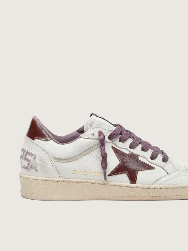 Ball Star LTD für Damen aus weissem Leder mit burgunderrotem Lederstern