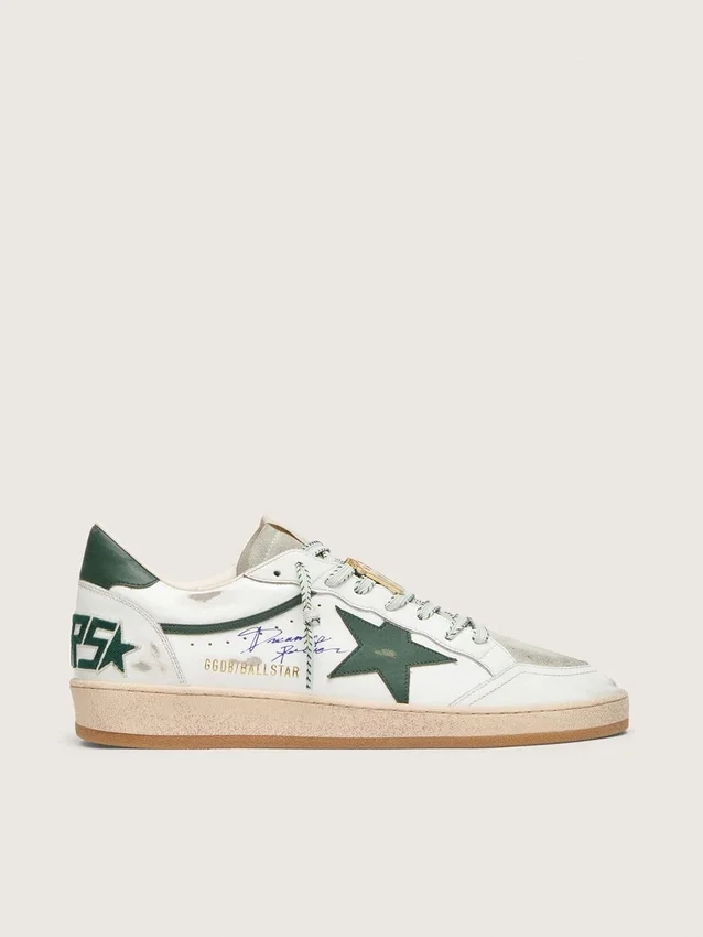 Ball Star LTD für Damen aus weissem Leder mit grünem Stern und Lederwaren