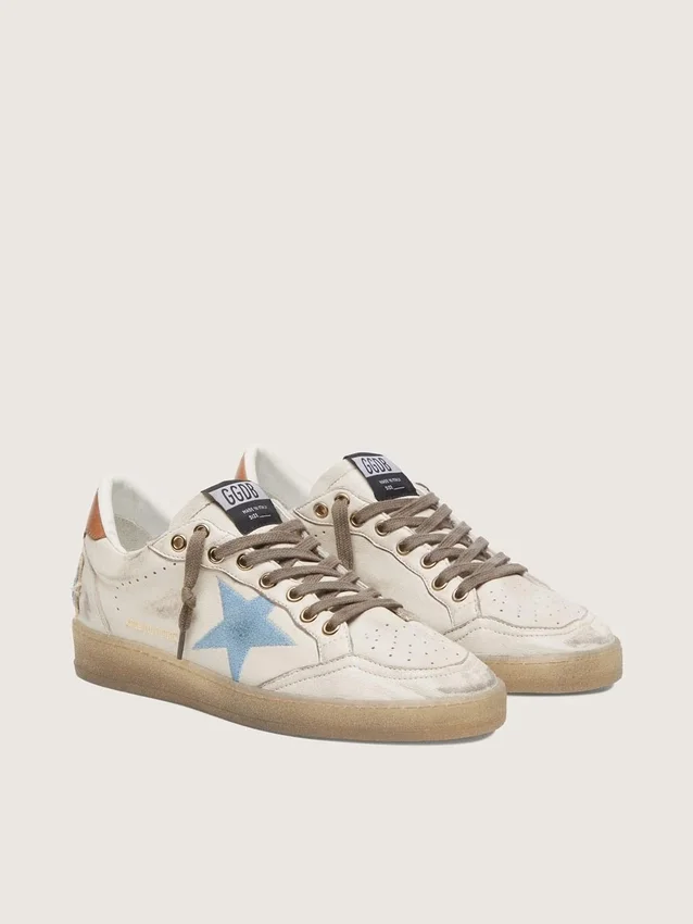 Ball Star LTD für Damen aus weissem Leder mit hellblau besticktem Stern