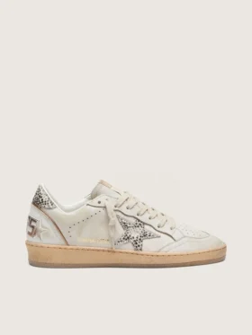 Ball Star LTD für Damen aus weissem Leder mit Stern aus Ponyfell im Animal-Print