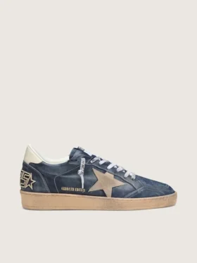 Ball Star LTD für Herren aus dunkelblauem Leder mit beigem Stern aus Wildleder