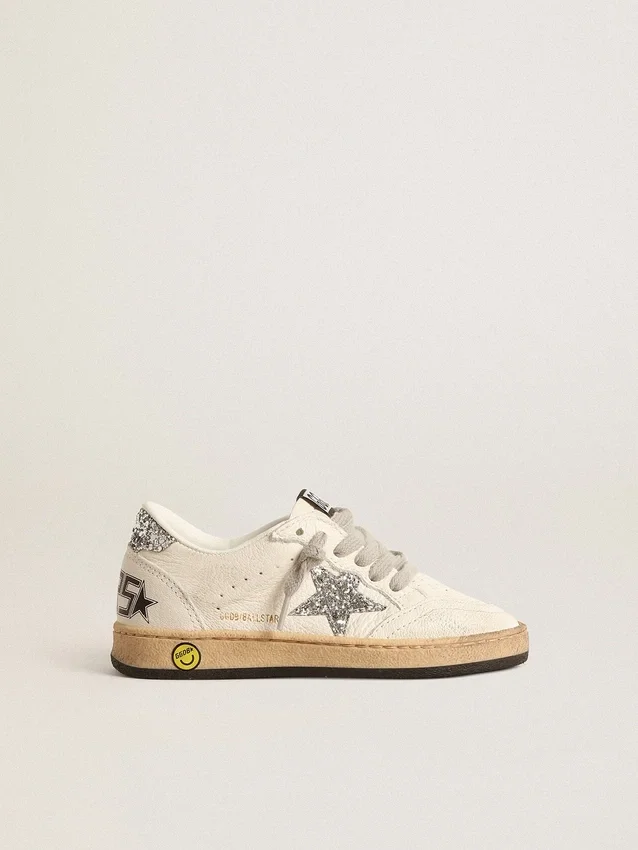 Ball Star Young aus Nappa mit silbernem Glitzerstern und Fersenlasche