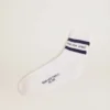 Baumwollsocken mit Used-Look, blauen Streifen und Logo