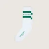 Baumwollsocken mit Used-Look, grünen Streifen und Logo
