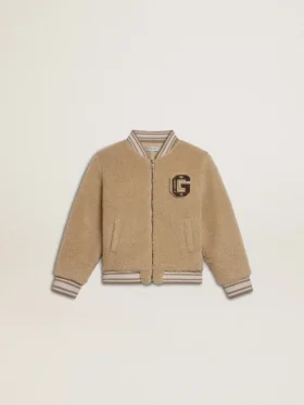 Beige Fleece-Bomberjacke für Kinder