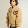 Beige Fleece-Bomberjacke für Kinder