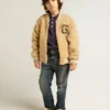 Beige Fleece-Bomberjacke für Kinder