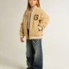 Beige Fleece-Bomberjacke für Kinder