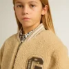 Beige Fleece-Bomberjacke für Kinder