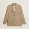 Beige Nadelstreifen-Einreiher für Herren mit Oversize-Passform