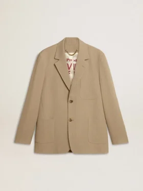 Beige Nadelstreifen-Einreiher für Herren mit Oversize-Passform