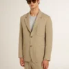 Beige Nadelstreifen-Einreiher für Herren mit Oversize-Passform