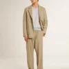 Beige Nadelstreifen-Einreiher für Herren mit Oversize-Passform