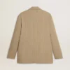 Beige Nadelstreifen-Einreiher für Herren mit Oversize-Passform