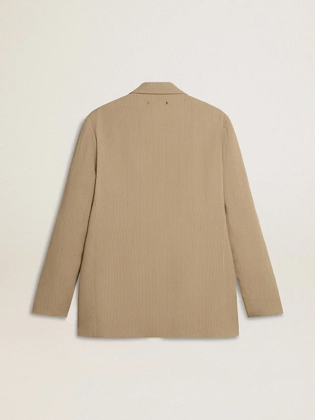 Beige Nadelstreifen-Einreiher für Herren mit Oversize-Passform