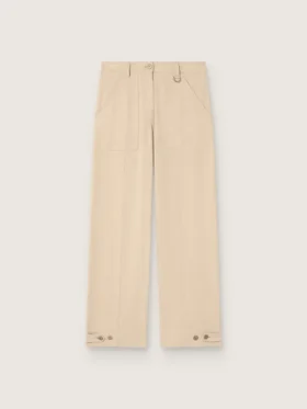 Beige Viskose-Hose für Damen
