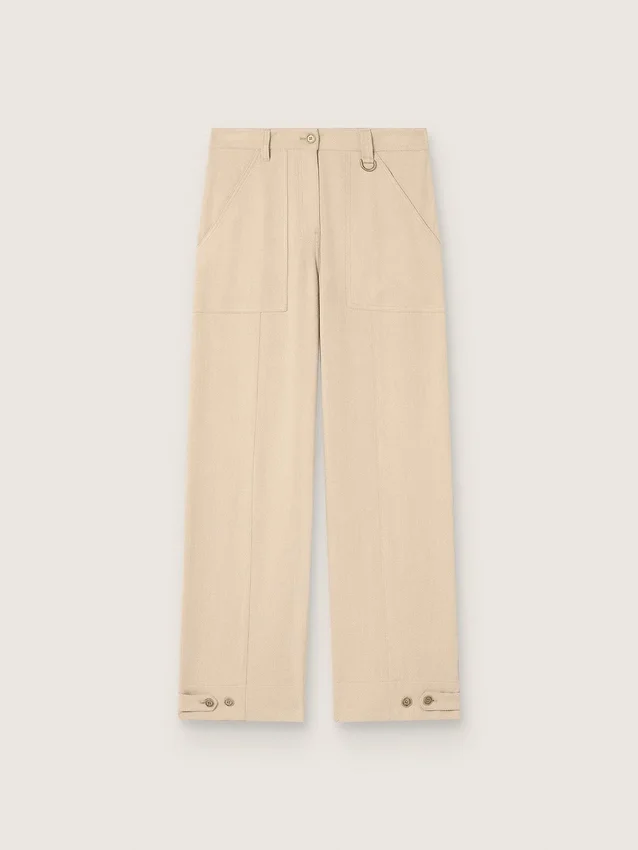 Beige Viskose-Hose für Damen