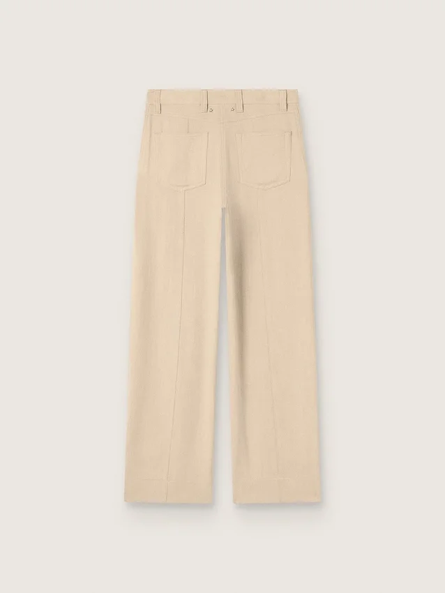Beige Viskose-Hose für Damen