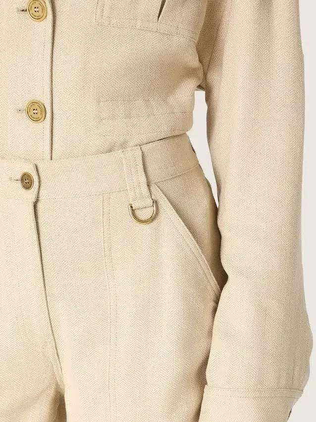 Beige Viskose-Hose für Damen