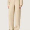 Beige Viskose-Hose für Damen