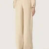Beige Viskose-Hose für Damen