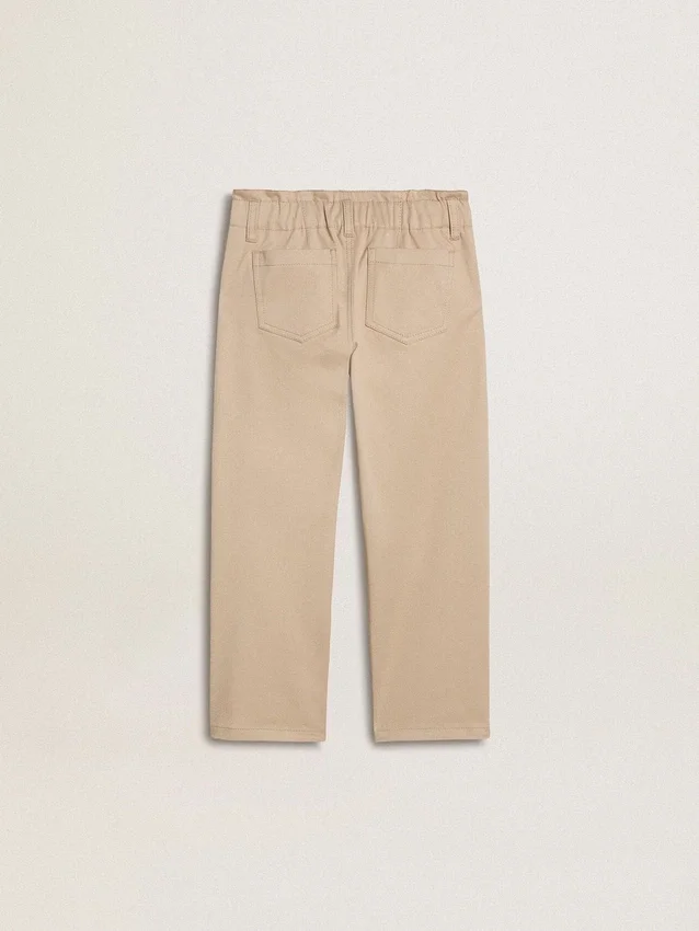 Beigefarbene Baumwollhose für Mädchen mit Stickerei