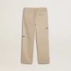 Beigefarbene Chino-Hose für Kinder mit bunten Farbtupfern