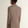 Beiger Zweireiher-Blazer aus Wollmischung mit Chevron-Muster für Herren