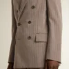 Beiger Zweireiher-Blazer aus Wollmischung mit Chevron-Muster für Herren