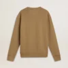 Beiges Herren-Baumwoll-Sweatshirt mit Aufdruck auf der Vorderseite