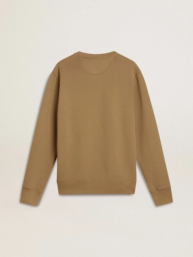 Beiges Herren-Baumwoll-Sweatshirt mit Aufdruck auf der Vorderseite