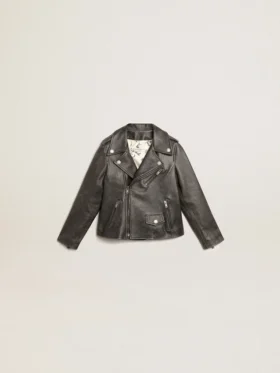 Bikerjacke für Jungen aus Leder im Used-Look