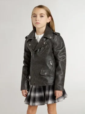 Bikerjacke für Jungen aus Leder im Used-Look